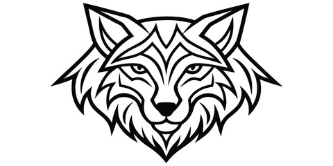 Tribal Inspired Wolf Head Silhouette Vector In Black Illustration