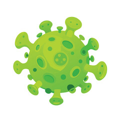 Green virus illustration with rounded spikes and circular patterns microscopic biology