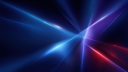 Futuristic quantum model. Abstract light streaks in blue, purple, and red hues on a dark backdrop.