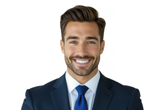Smiling businessman isolated on transparent background