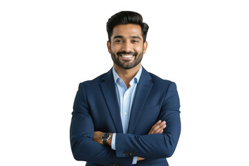 Smiling businessman isolated on transparent background