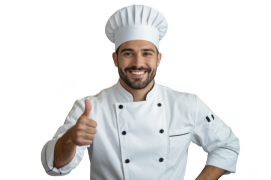Chef giving thumbs up isolated on transparent background