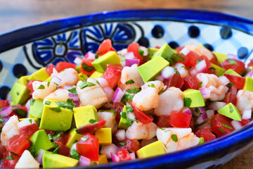 エビのセビーチェ（海老のセビーチェ）（セビチェ, セビッチェ）メキシコ料理  Mexican shrimp ceviche（Mexican shrimp cebiche, Ceviche de camarón, Cebiche de camarón)