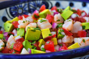 エビのセビーチェ（海老のセビーチェ）（セビチェ, セビッチェ）メキシコ料理  Mexican shrimp ceviche（Mexican shrimp cebiche, Ceviche de camarón, Cebiche de camarón)