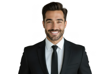 Smiling businessman isolated on transparent background