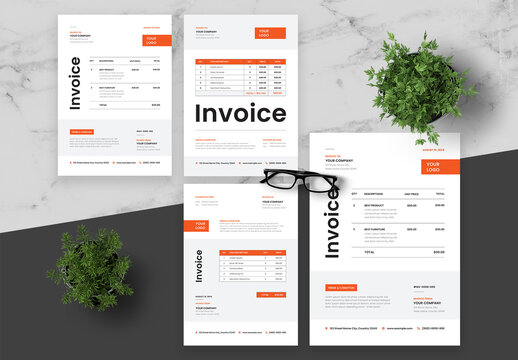 Orange And Black Invoice Set