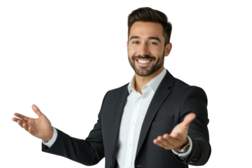 Smiling businessman isolated on transparent background