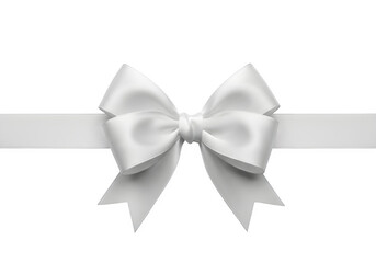 Fototapeta premium White bow with gift ribbon isolated on white or transparent background. PNG