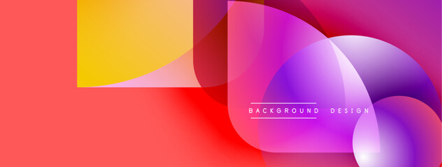 Abstract vibrant design features overlapping colorful shapes. Gradient hues create dynamic visual impact, modern aesthetic.