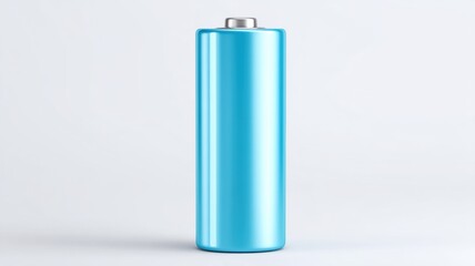 Portable power source. Blue battery on a light background.