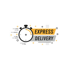 Obraz premium Modern graphic design promoting express delivery service with a stopwatch icon.