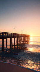 Wallpaper of Ocean Pier At Golden Hour