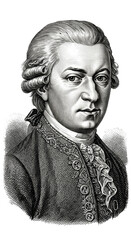 Fototapeta premium Vintage Mozart Portrait Illustration Classical Musician Composer History Art