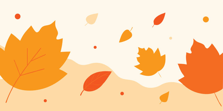 Fall Season Horizontal Scene With Colorful Abstract Design