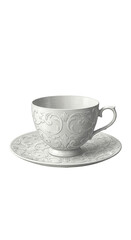 White Ceramic Teacup on Transparent Background with Saucer Mockup