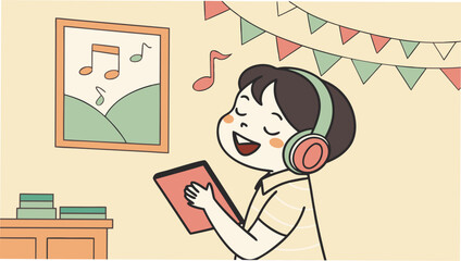 child enjoying music, sing a song 