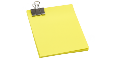 Yellow Sticky Note with Clip Message Reminder on Transparent PNG