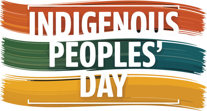 Indigenous peoples' day text on orange green and yellow brush strokes against a black background design