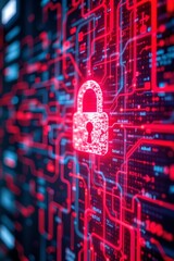 Cybersecurity breach alert glitchy visual representation of a cyber attack digital realm data visualization high-tech close-up