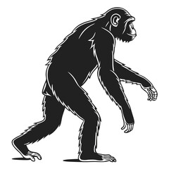 Fototapeta premium Ape Silhouette Isolated Wild Animal on White Background