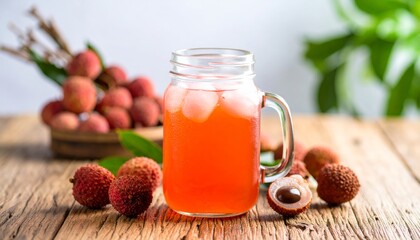 Lychee Ice Tea in Jar with Condensation