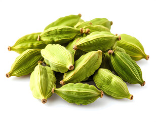 Cardamom Pods on White Background