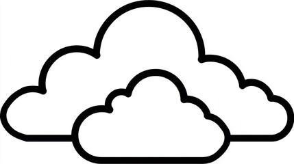 Cloud Drive Storage Icon or Cumulus Cloud Line Art