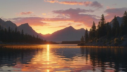 sunset over the lake