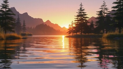sunrise over lake
