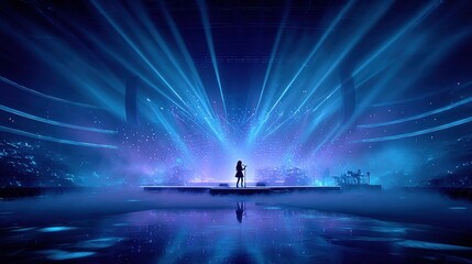 Silhouette on stage with lights