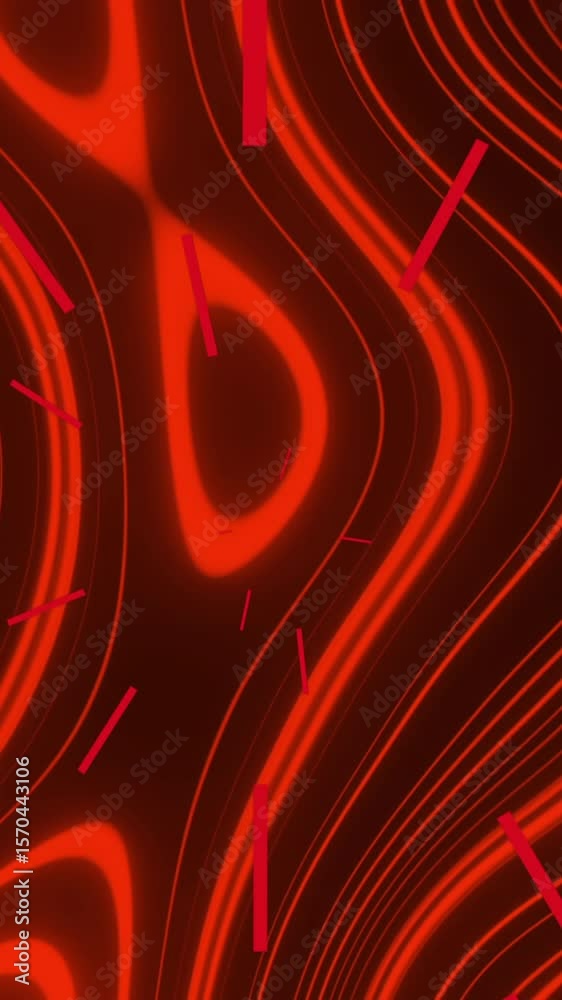 Poster animation of red rays pulsation over patterned red background