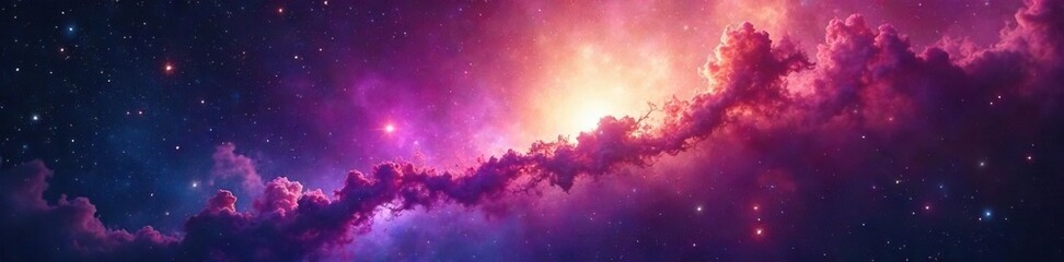 Fototapeta premium Vibrant Starry Nebula Swirling Cosmic Dust and Gas Illuminated by Distant Stars