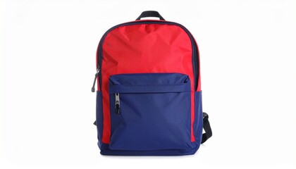 Two-Tone Backpack in Red and Navy Blue – Casual Everyday Bag with Simple Details