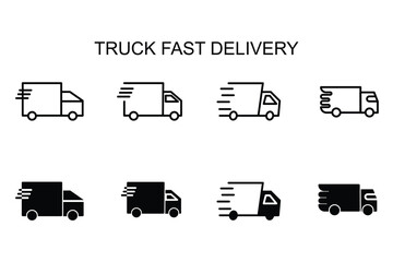 fast truck delivery icon set element