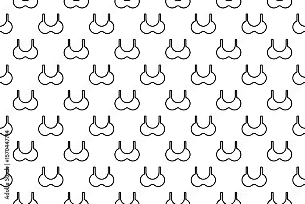Aufkleber Seamless pattern completely filled with outlines of bra symbols. Elements are evenly spaced. Illustration on transparent background