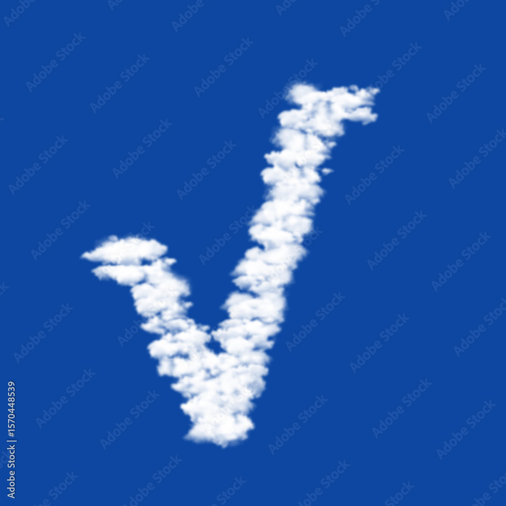 Poster clouds in the shape of a square root symbol on a transparent background. a symbol consisting of clou