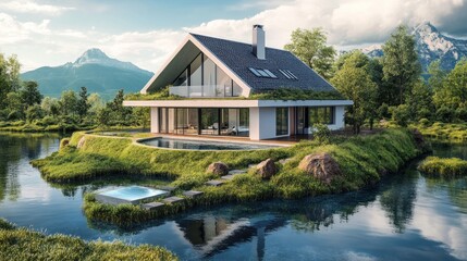 Obraz premium Modern Eco-House on Island