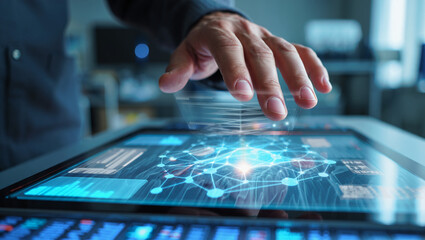 scientist working on a digital tablet