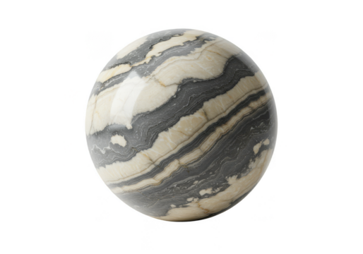 3D Abstract Striped Sphere Ball Isolated on Transparent Background