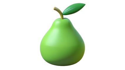 Single Green Pear 3 D Render Light Green Fruit Minimalist Style Illustration 3d render 3d illustration