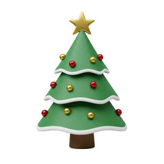 3D Christmas Tree Ornament Holiday Decoration Isolated Background