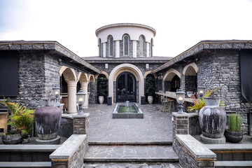 Castle Building Facade in Neoclassical Style as Classic Architectural Element