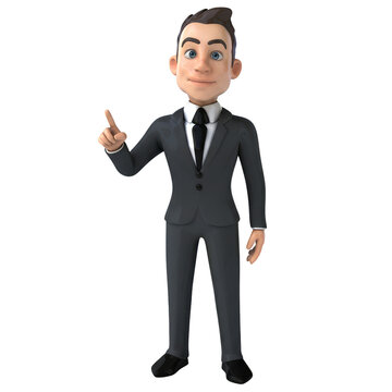 3d Cartoon Businessman Character Pointing Finger Illustration PNG