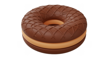 3D Donut Chocolate Glaze Sweet Pastry Food Isolated Background