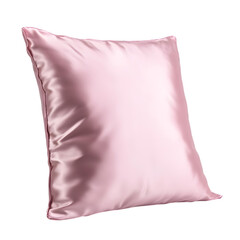 Soft pink satin pillowcase with shiny texture isolated on transparent background