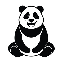 Panda seeting on the floor on white background