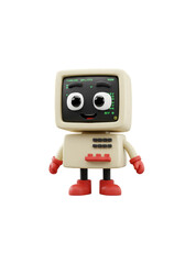 Fototapeta premium 3D Character of Retro Computer Funny Robot Isolated Toy Tech
