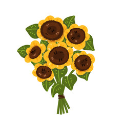 a bouquet of Sunflowers flat design