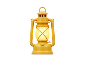 3D Lantern Detailed Vintage Design Glowing Light on Transparent Background