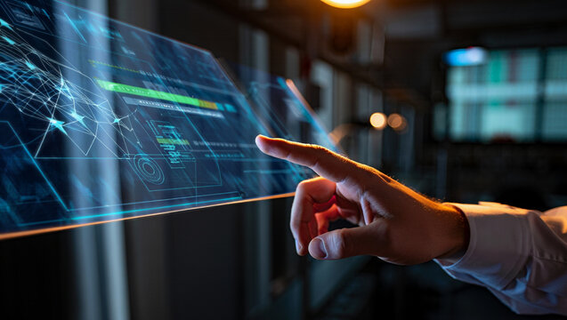 hand touching digital tablet